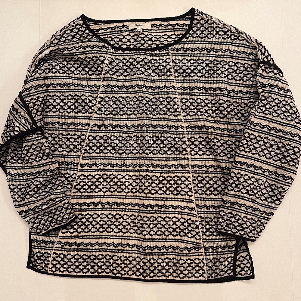 Madewell Oversized Black and Cream Tidal Wave Top Size XS